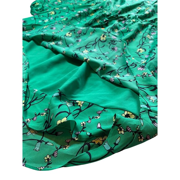 Maison Jules Floral Fit Flare Mini Dress Green Long Blouson Sleeves V-Neck XXL - Picture 12 of 16